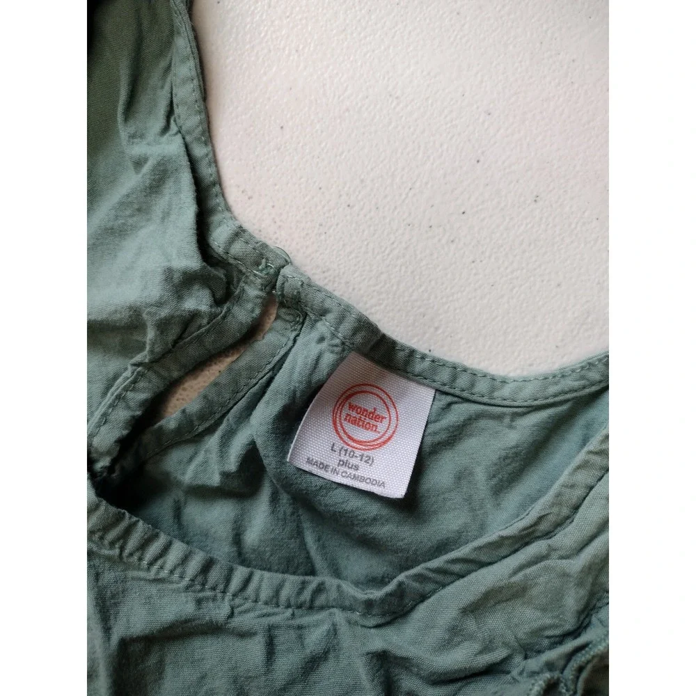 Wonder Nation Girls Green Ruffle‎ Tiered Dress Size L 10/12 Plus